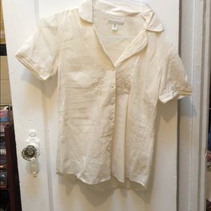 Kimchi Blue Cream Vintage Style Embroidered Blouse